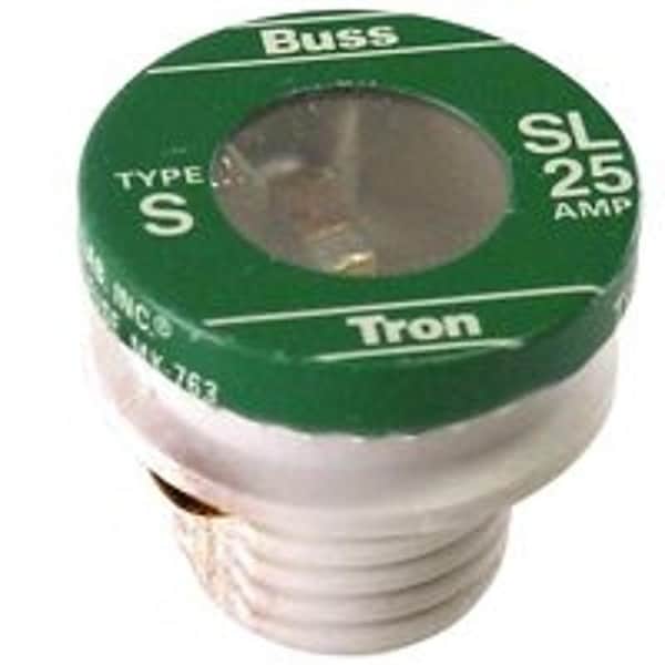 Eaton Bussmann Plug Fuse, SL Series, Time-Delay, 25A, 125V AC, Indicating, 10kA at 125V AC - SL-25