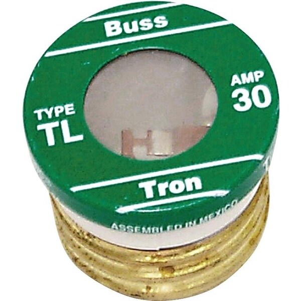 Eaton Bussmann Plug Fuse, TL Series, Time-Delay, 30A, 125V AC, Indicating, 10kA at 125V AC - BP/TL-30