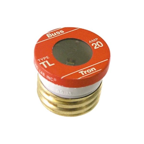 Eaton Bussmann Plug Fuse, TL Series, Time-Delay, 20A, 125V AC, Indicating, 10kA at 125V AC - BP/TL-20