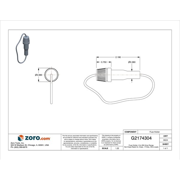 Eaton Bussmann Fuse Holder, 1 Poles, 0 to 20A Amp Range, 32V AC/DC Volt Rating - HRJ