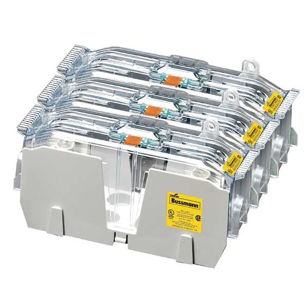 Eaton Bussmann Open Fuse Block, J UL Class, 3 Poles, 110 to 200A Amp Range, 600V AC/DC Volt Rating - JM60200-3CR