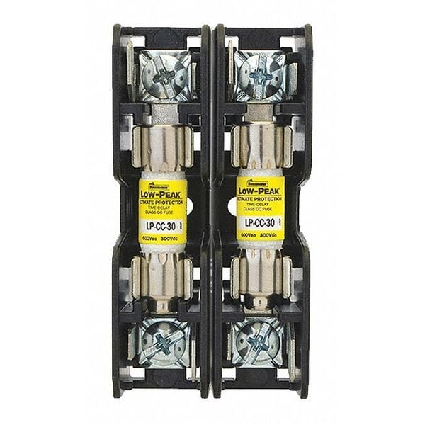 Eaton Bussmann Open Fuse Block, CC UL Class, 2 Poles, 0 to 30A Amp Range, 600V AC/DC Volt Rating - BCM603-2P