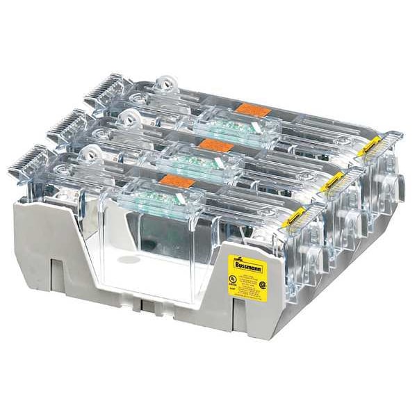 Eaton Bussmann Open Fuse Block, R UL Class, 3 Poles, 70 to 100A Amp Range, 250V AC/DC Volt Rating - RM25100-3CR
