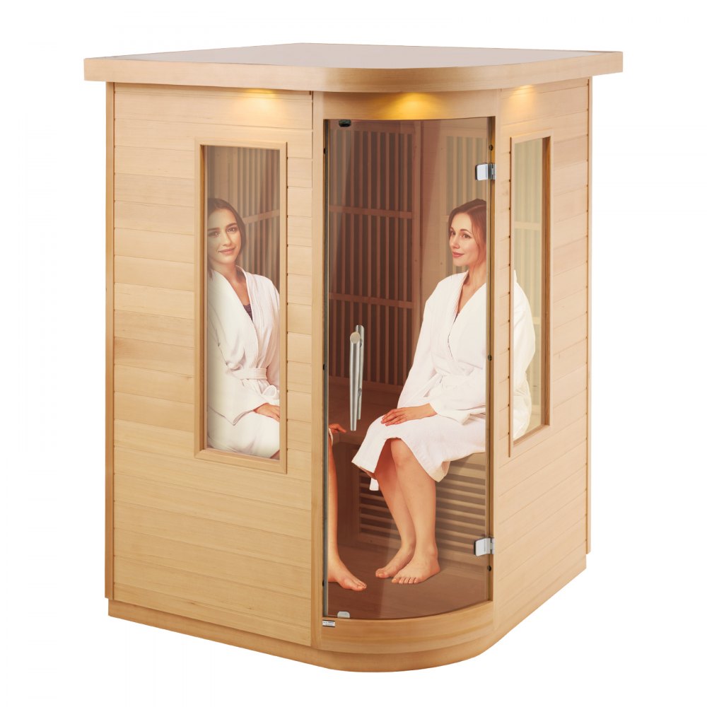 VEVOR Far Infrared Wooden Sauna Room Home Sauna Spa for 2 Person 1850W - YHWMZSNF2RTSM1K2EV1