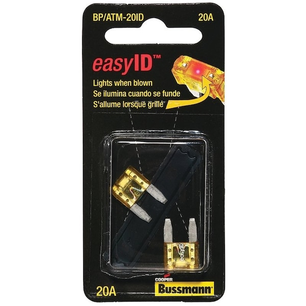 Eaton Bussmann Automotive Fuse, Blade Fuse, 32 VDC, 20 A, 1 kA Interrupt - BP/ATM-20ID