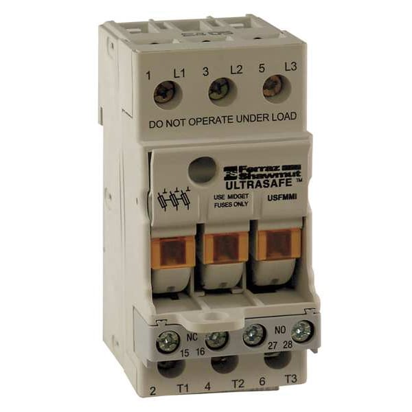 Mersen Finger Safe Fuse Block, 3 Poles, 0 to 30A Amp Range, 600V AC/DC Volt Rating - USFM10MI