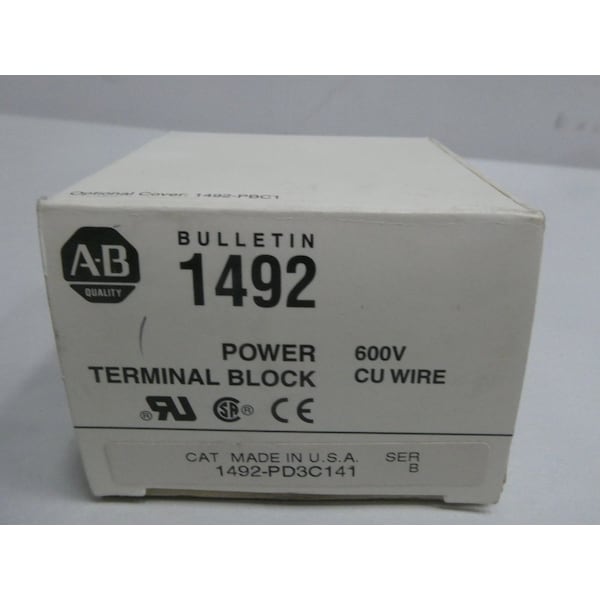 Allen Bradley Open Fuse Block, 3 Poles, 600V AC Volt Rating - 1492-PD3C141