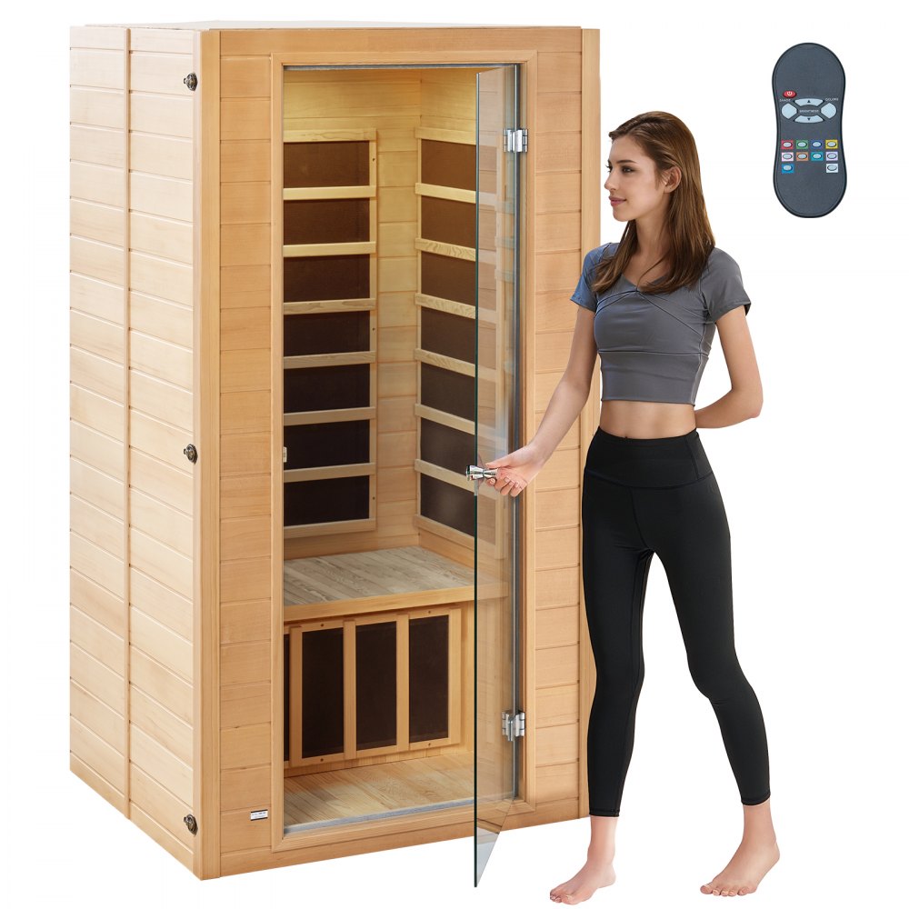 VEVOR Far Infrared Wooden Sauna Room Home Spa for 1 to 2 Person 1400W - YHWMZSNF12RT6Y80MV1