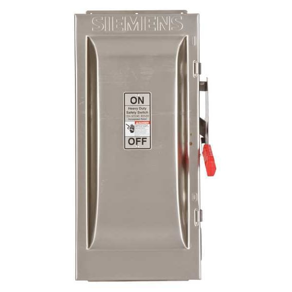 Interruptor de seguridad Siemens no fusible, servicio pesado, 600V CA, 3PST, 100 A, NEMA 3R - HNF363S