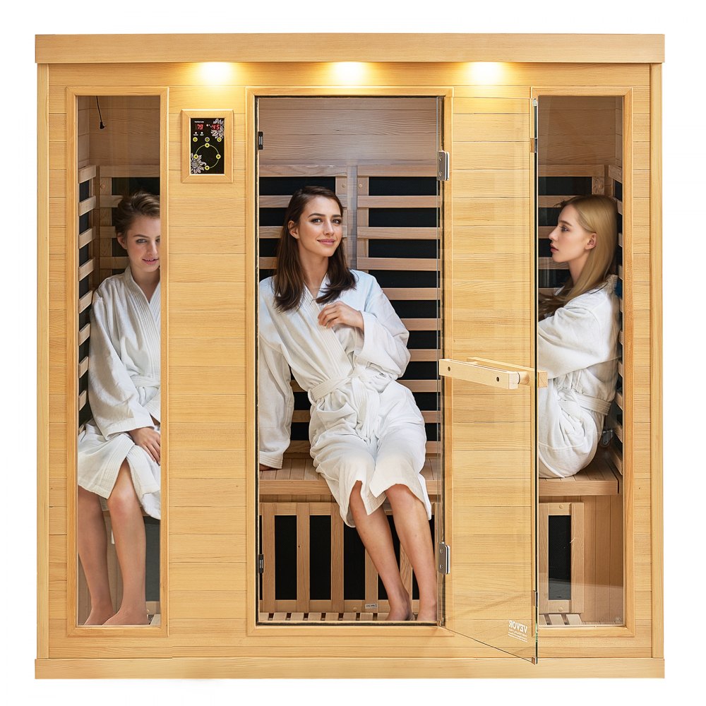 VEVOR Far Infrared Wooden Sauna Room Home Sauna Spa for 3 to 4 Person 2580W - YHWMZSNF34RTYN73JV4