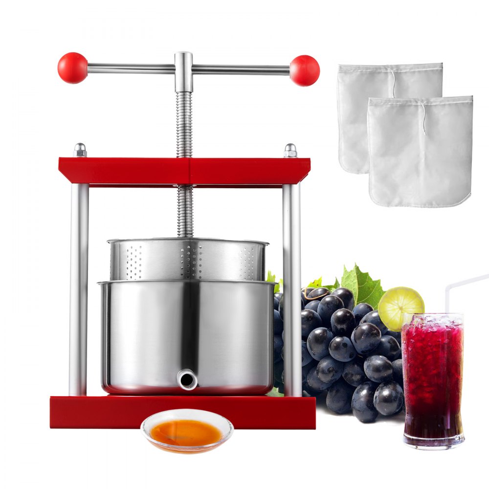 VEVOR Fruit Wine Press Manual Press for Wine Making 0.8 Gal/3L Stainless Steel - GJYZJHSBXGT3L4VBDV0