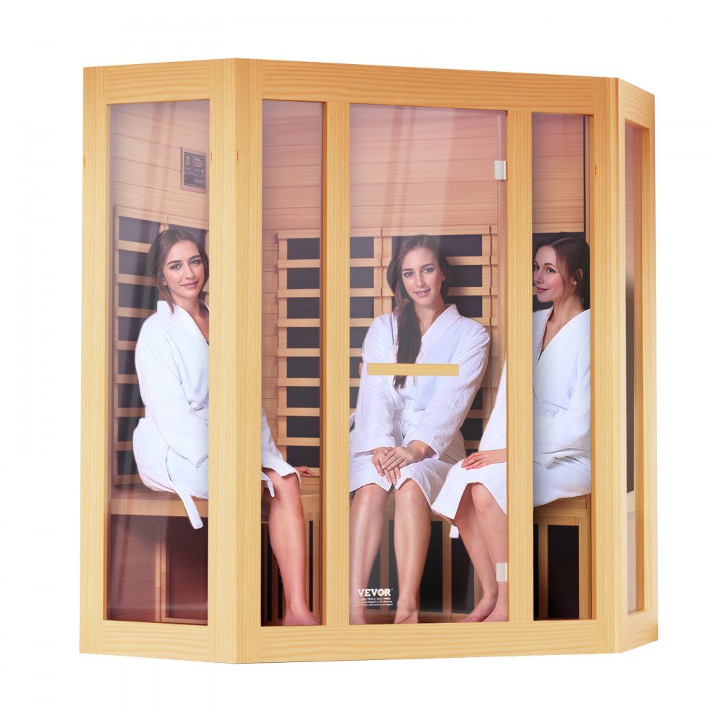 VEVOR Far Infrared Wooden Sauna Room Home Sauna Spa for 3 to 4 Person 2470W - YHWMZSNF34RT4B89HV4