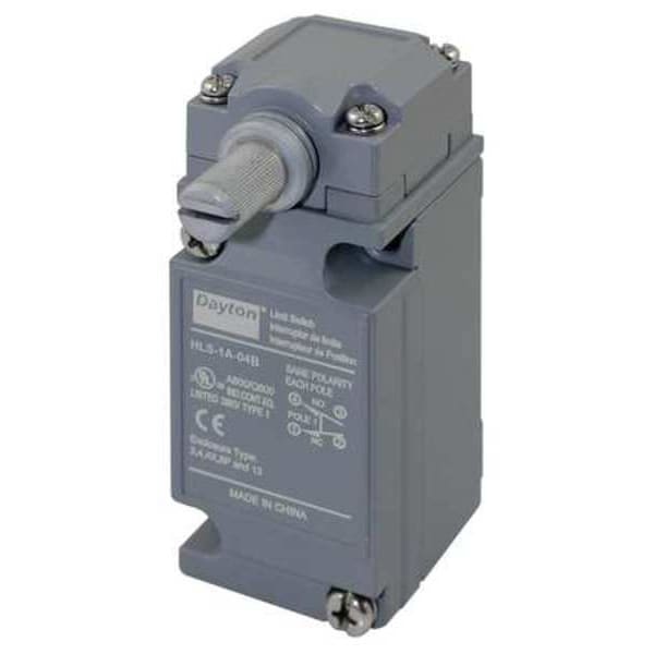Interruptor de límite resistente Dayton, Sin palanca, Rotativo, SPDT, 10A @ 600V CA, Ubicación del actuador: Lateral - 12T896