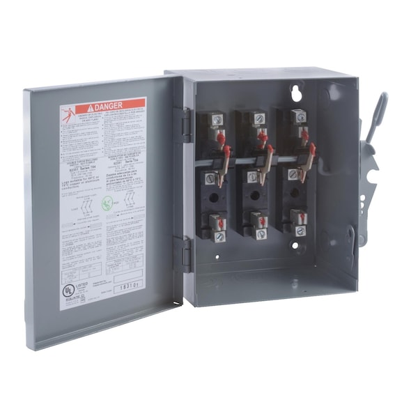 Interruptor de seguridad Square D, de doble tiro, no fusible, 30A, 240V, 3 polos, NEMA 1, clase de fusible T4 - 92351.