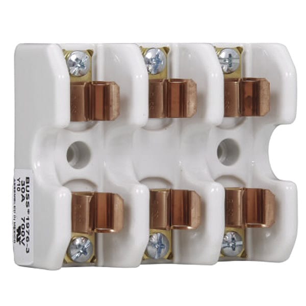 Eaton Bussmann Open Fuse Block, 3 Poles, 0 to 30A Amp Range, 700V AC/DC Volt Rating - 1976-3