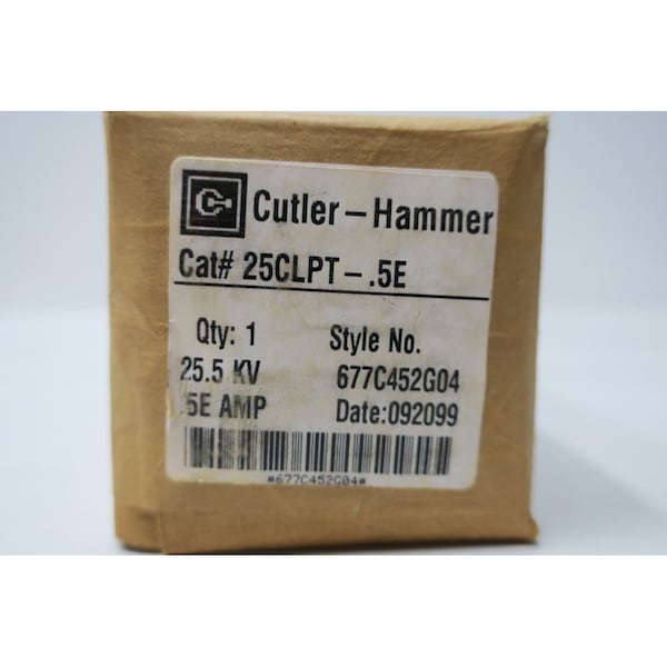 Eaton Cutler-Hammer Current Limiting Fuse, 0.50A, 25500V AC, Screw-In - 25CLPT-.5E