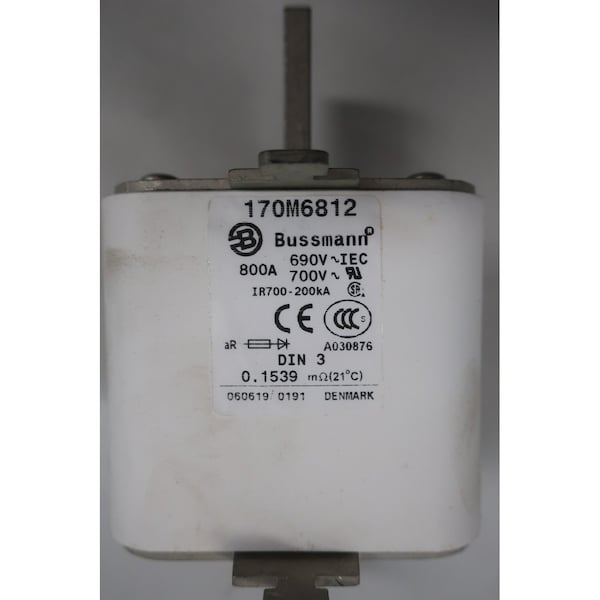 Eaton Bussmann Fuse Link, 800A, Very Fast-Acting, 690V AC, Blade - 170M6812