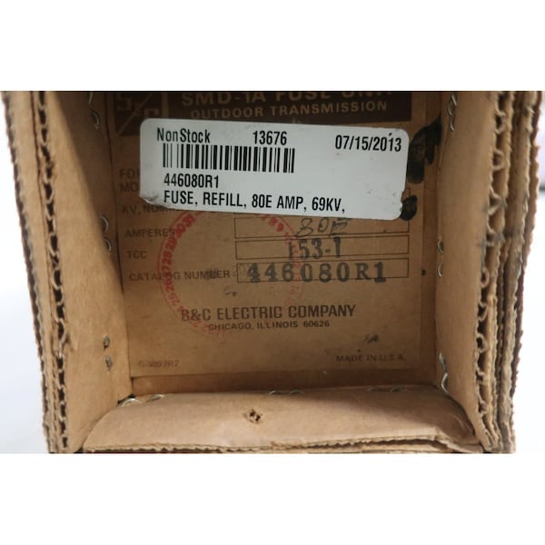 S&C Cartridge Fuse, 80A, 69000V AC, Cylindrical - 446080R1 SMD-1A