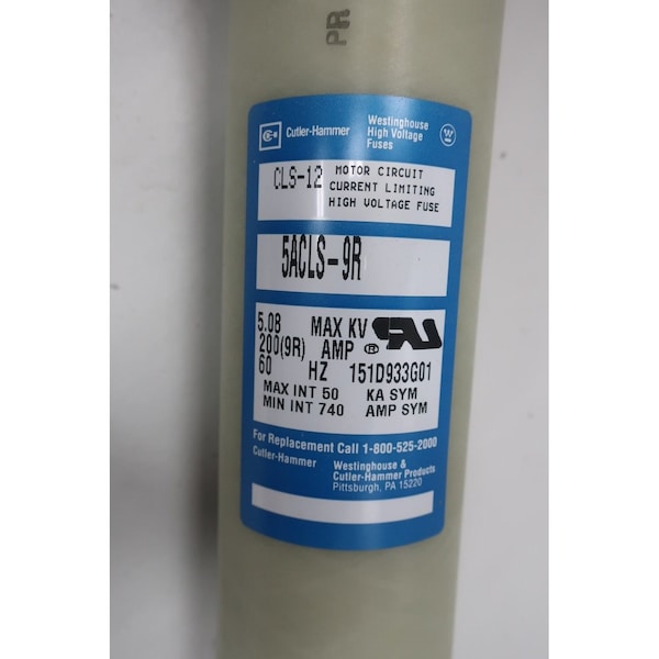 Eaton Cutler-Hammer Cartridge Fuse, ACLS Series, 200A, 5080V AC, Cylindrical - 5ACLS-9R