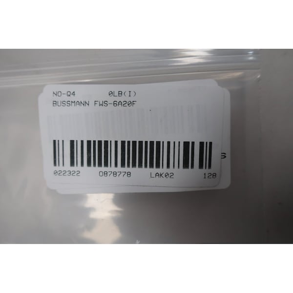 Eaton Bussmann Cartridge Fuse, FWS-A20F Series, 20A, Fast-Acting, 2000V AC, Cylindrical - FWS-6A20F