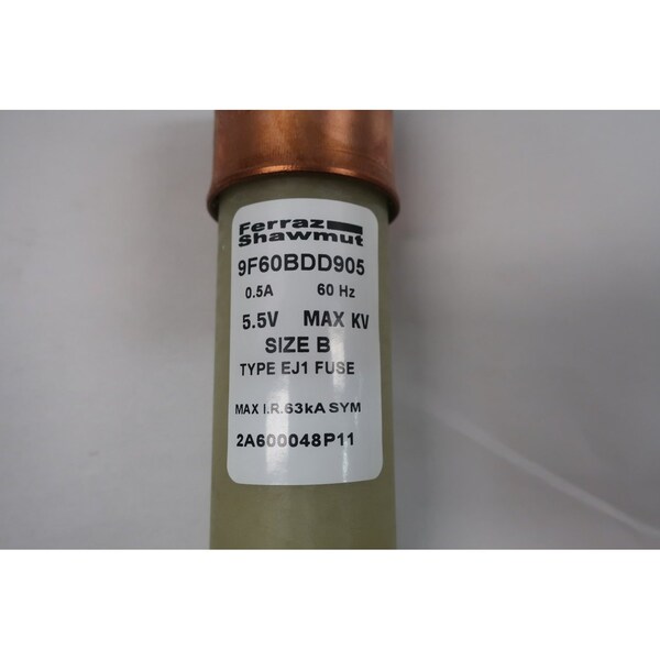 Ferraz Shawmut Cartridge Fuse, 9F60 Series, 0.50A, 5500V AC, Cylindrical - 9F60BDD905