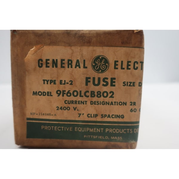 Ge Medium-Voltage Fuse, 9F60 Series, 2A, Fast-Acting, 2400V AC - 9F60LCB802 EJ-2