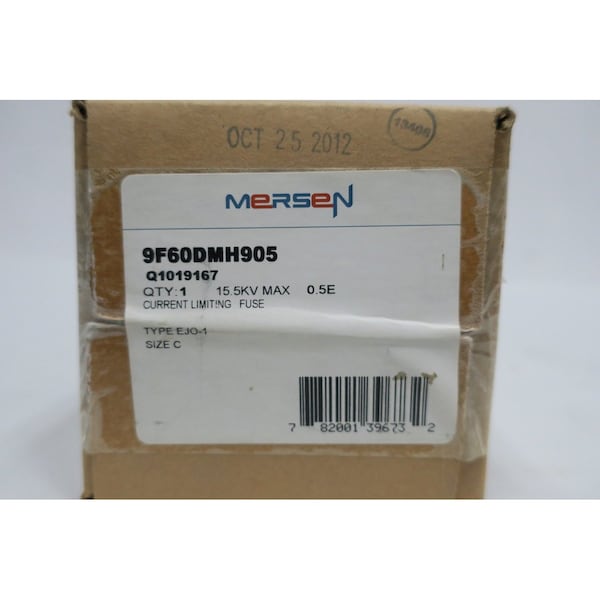 Mersen Cartridge Fuse, DMH Series, 0.50A, 15500V AC, Cylindrical - 9F60DMH905