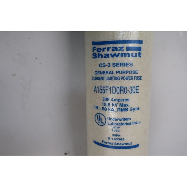 Ferraz Shawmut Limiter Fuse, A155 Series, 30A, 15500V AC, Cylindrical - A155F1D0R0-30E