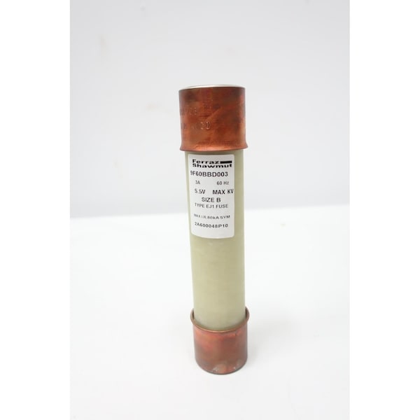 Ferraz Shawmut Medium-Voltage Fuse, 9F60 Series, 3A, Fast-Acting, 5500V AC, Cylindrical - 9F60BBD003