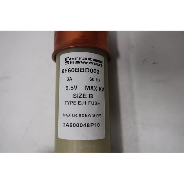 Ferraz Shawmut Medium-Voltage Fuse, 9F60 Series, 3A, Fast-Acting, 5500V AC, Cylindrical - 9F60BBD003