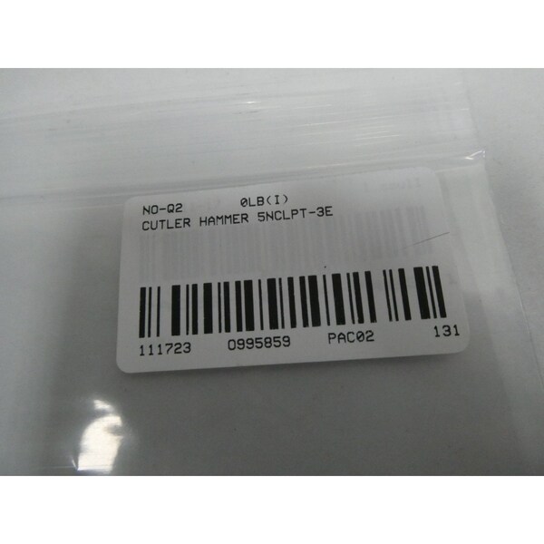 Eaton Cutler-Hammer Current Limiting Fuse, NCLPT Series, 3A, 4.8kV AC, Bolt-on - 5NCLPT-3E