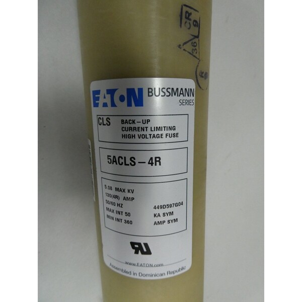Eaton Bussmann Medium-Voltage Fuse, ACLS Series, 30A, Very Fast-Acting, 5080V AC, Cylindrical - 5ACLS-4R 449D597G04