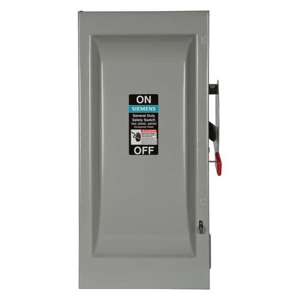 Interruptor de seguridad Siemens sin fusible, deber general, 240V CA, 3PST, 100 A, NEMA 1 - GNF323