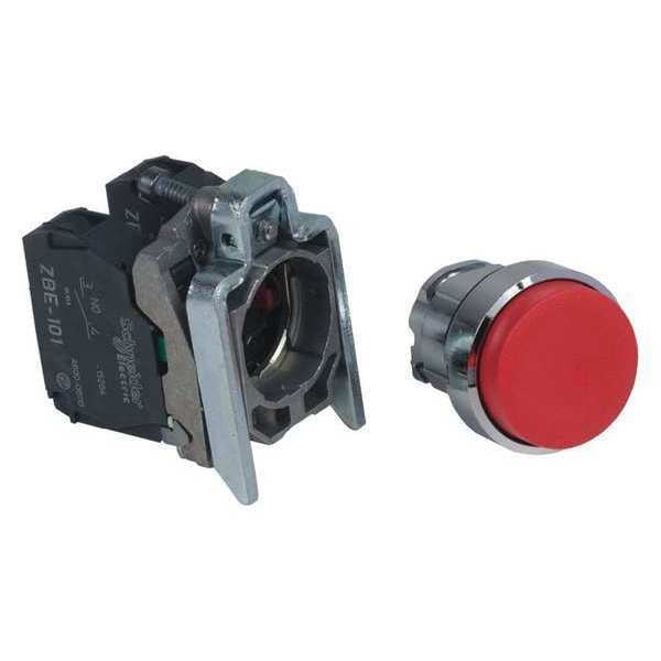 Botón de empuje no iluminado Schneider Electric, 22 mm, 1NA/1NC, Rojo - XB4BL45