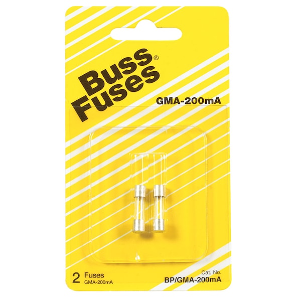 Eaton Bussmann UL Class Fuse, GMA Series, Fast-Acting, 0.2A, 250V AC, Non-Indicating - BP/GMA-200MA