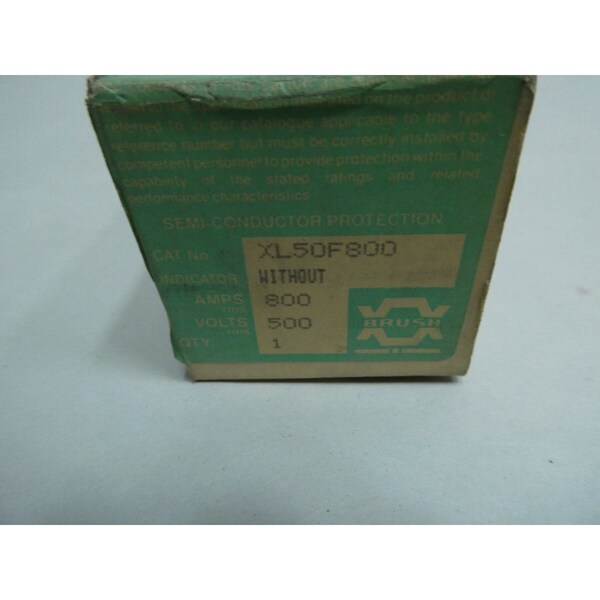 Brush Fuses UL Class Fuse, 800A, 500V AC - XL50F800