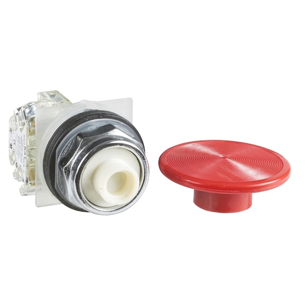 Botón pulsador Square D, Harmony 9001K, metal, hongo de 57mm, color rojo, 30mm, retorno por resorte, 1 contacto normalmente abierto - 9001KR25RH5