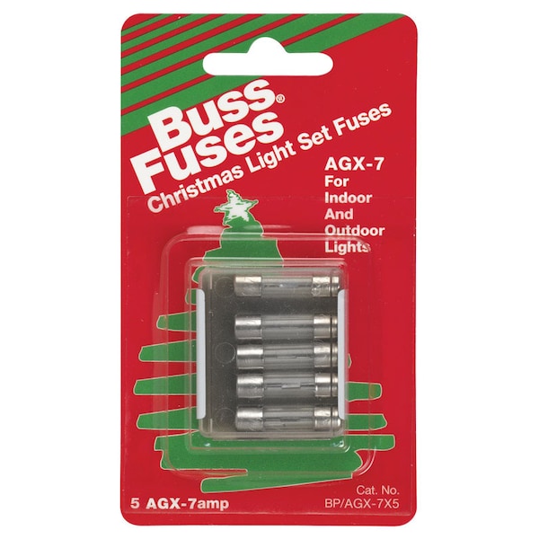 Eaton Bussmann Midget Fuse, AGX Series, Fast-Acting, 7A, 250V AC, 10kA at 125V AC - BP/AGX-7X5