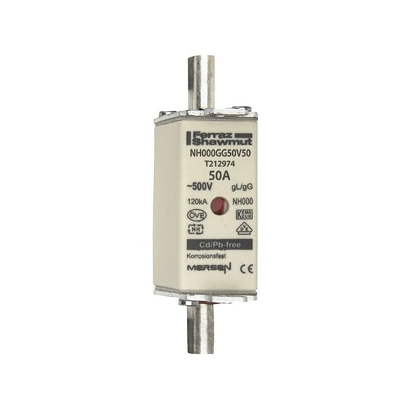 Mersen Fuse Link, T21 Series, 50A, Time-Delay, 500V AC, Square - T212974