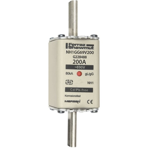 Mersen Fuse Link, G22 Series, 200A, Time-Delay, 690V AC, Square - G228488