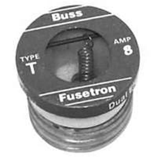 Eaton Bussmann BP/T-8 Plug Fuse, 8 A, 125 V, 10 kA Interrupt, Plastic Body, Low Voltage, Time Delay Fuse - BP-T-8