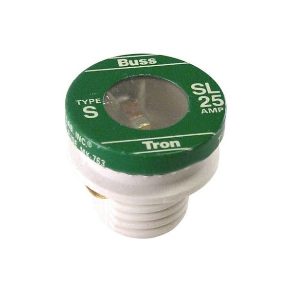 Eaton Bussmann Plug Fuse, SL Series, Time-Delay, 25A, 125V AC, Indicating, 10kA at 125V AC - SL-25PK4