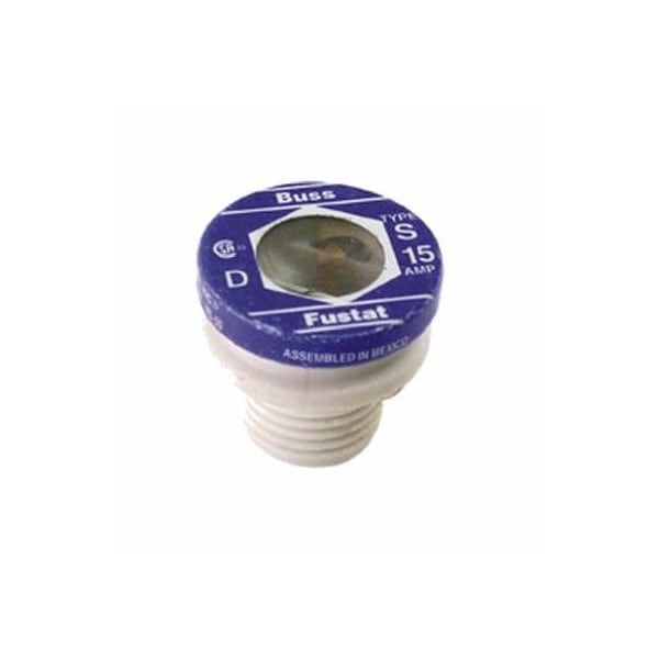 Eaton Bussmann Plug Fuse, S Series, Time-Delay, 15A, 125V AC, Indicating, 10kA at 125V AC - BP/S-15