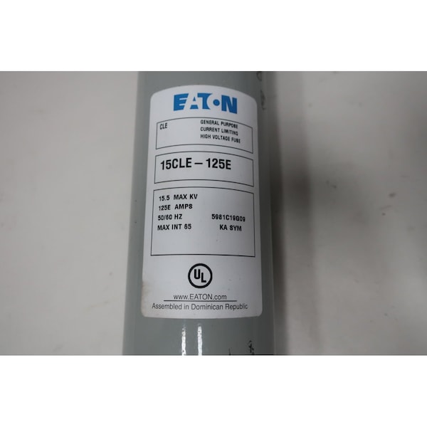 Eaton Plug Fuse, CLE Series, 125A, 15500V AC, 63kA at 15500V AC - 15CLE-125E