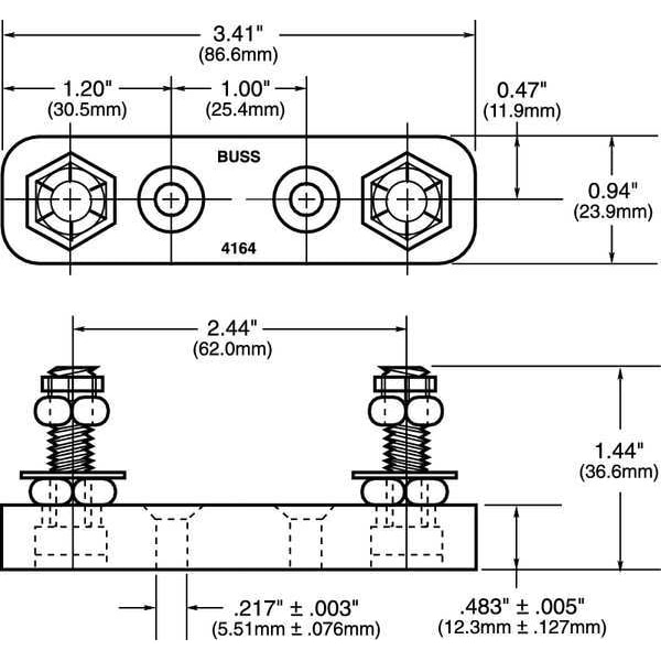 Eaton Bussmann Open Fuse Block, J UL Class, 1 Poles, 10 to 800A Amp Range, 125V AC/80V DC Volt Rating - 4164