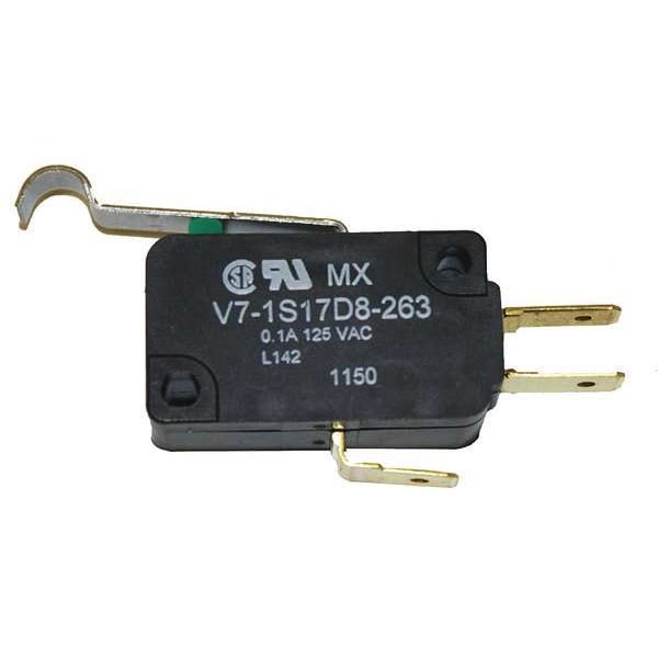 Interruptor de acción rápida en miniatura con palanca Honeywell, actuador de rodillo simulado, SPDT, Clasificación de contacto de 0.1A @ 120V AC - V7-1S17D8-263.