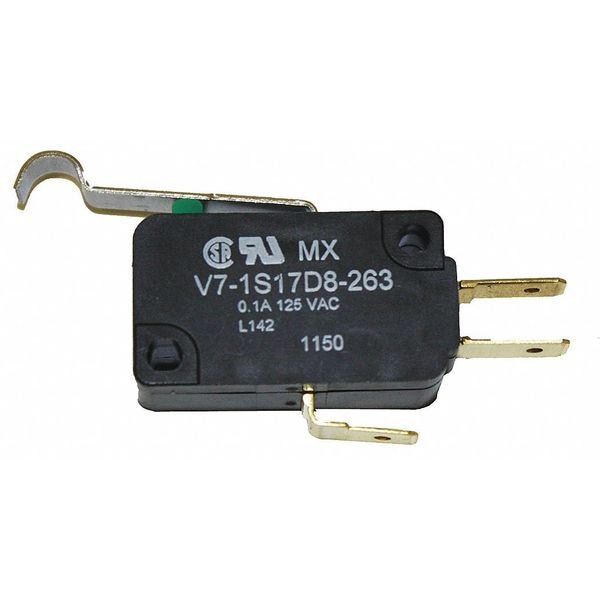 Interruptor de acción rápida en miniatura con palanca Honeywell, actuador de rodillo simulado, SPDT, Clasificación de contacto de 0.1A @ 120V AC - V7-1S17D8-263.