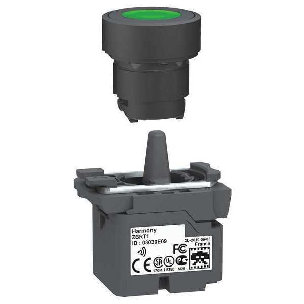 Botón pulsador Schneider Electric con transmisor, 22 mm, verde - ZB5RTA3