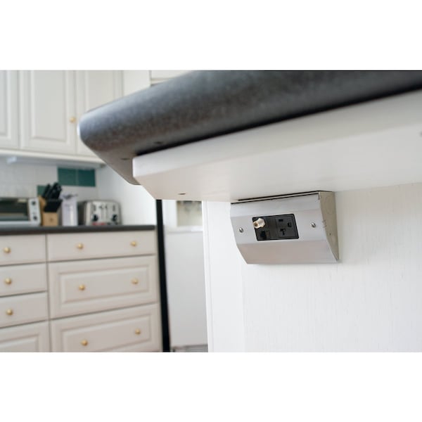 Hubbell Wiring Device-Kellems Cover, Undercabinet Box Type, 1 Gang, Stainless Steel - RU200SS