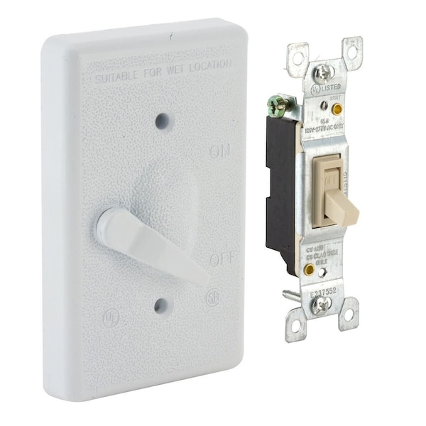 Bell Outdoor Electrical Box Cover, Outlet Box Type, 1 Gang, Rectangular, Aluminum, Toggle Switch Cover - 5121-1